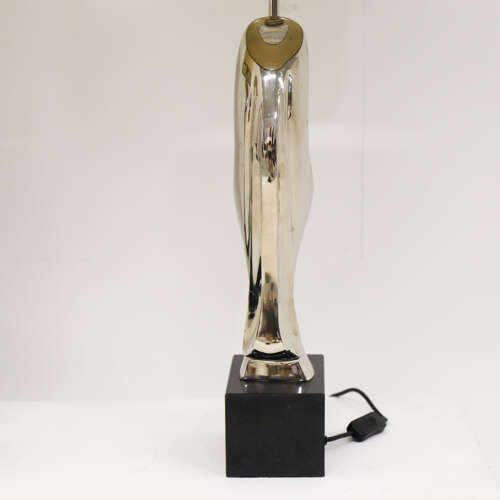 Pair of Modernist Table Lamps — Alain Chervet, Chrome & Marble, 1970s