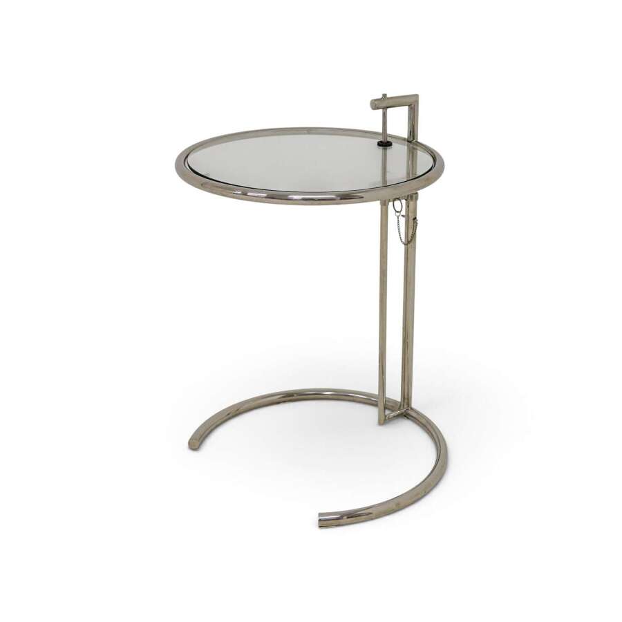 Eileen Gray Style E1027 Adjustable Side Table &mdash; Chrome & Glass