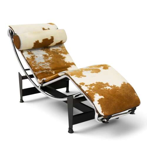 1970s LC4-Style Chaise Longue — Pony Hide & Chrome