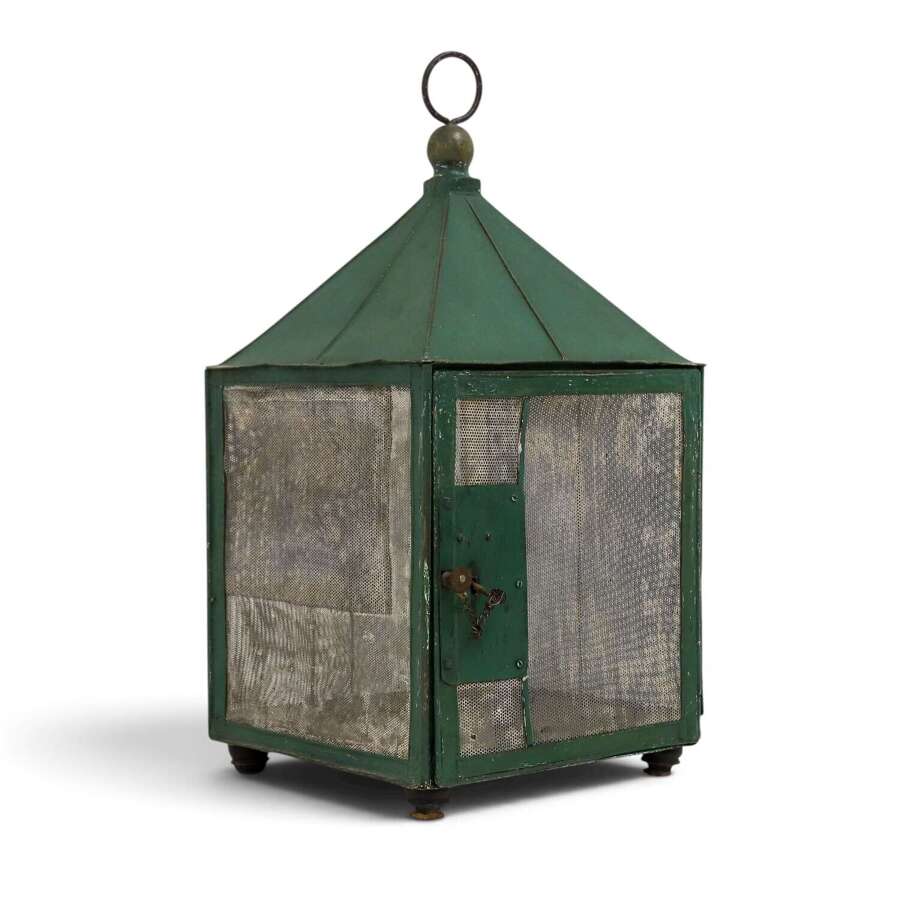 Rare 18th/19th Century Primitive Metal Meat Safe &mdash; Original Green Paint