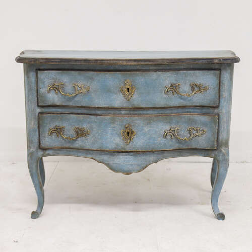 18th Century French Painted Serpentine Commode — Walnut & Ormolu