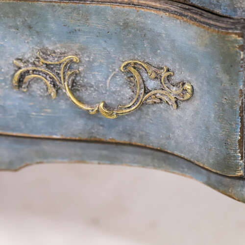 18th Century French Painted Serpentine Commode — Walnut & Ormolu