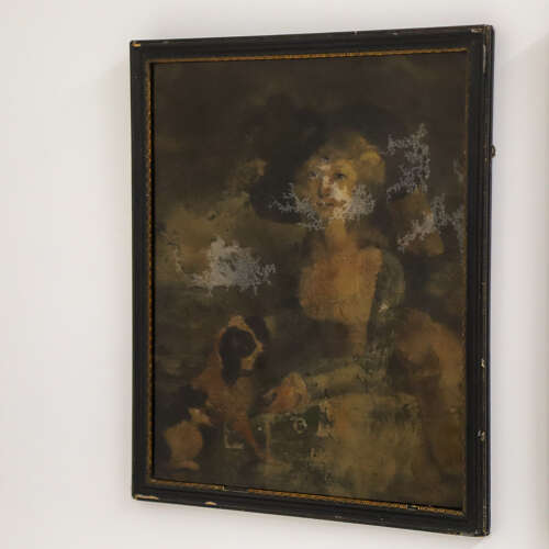 Pair of English Portraits on Glass — Gainsborough Style, Circa 1830