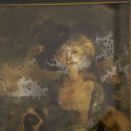 Pair of English Portraits on Glass — Gainsborough Style, Circa 1830
