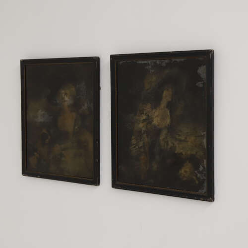 Pair of English Portraits on Glass — Gainsborough Style, Circa 1830
