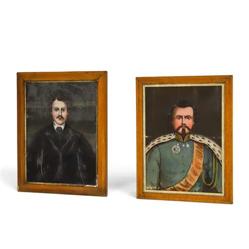 English Reverse-Painted Oil Portrait on Glass — Nobleman, Circa 1830
