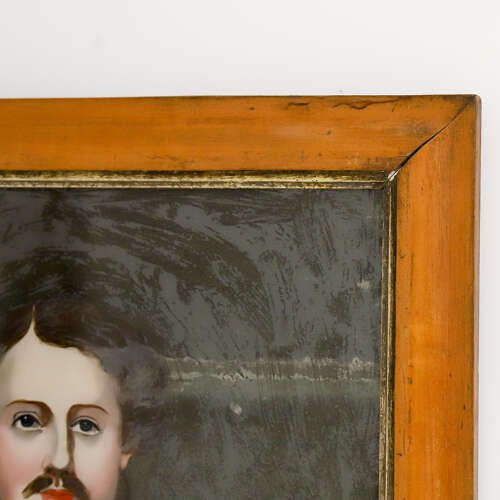 English Reverse-Painted Oil Portrait on Glass — Nobleman, Circa 1830