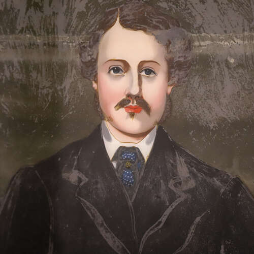 English Reverse-Painted Oil Portrait on Glass — Nobleman, Circa 1830