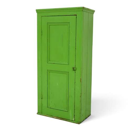 19th Century English Green Painted Estate Cupboard — Rustic Linen Cupboard