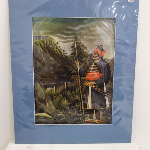 19th Century Calcutta Print of an Indian Soldier, India c.1890