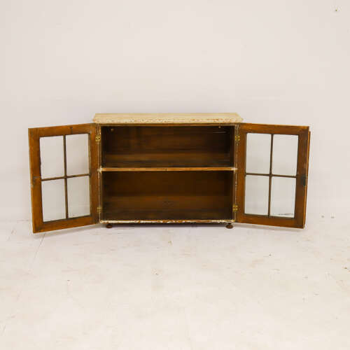 Early 19th Century English Folk Art Painted Glazed Scratch Cupboard c.1820