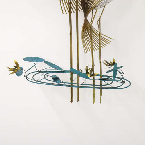 1988 Curtis Jere Twin Herons on Lily Pads Brass Wall Sculpture – Signed