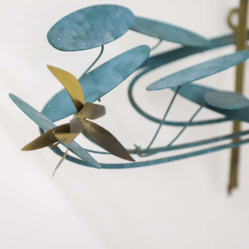 1988 Curtis Jere Twin Herons on Lily Pads Brass Wall Sculpture – Signed